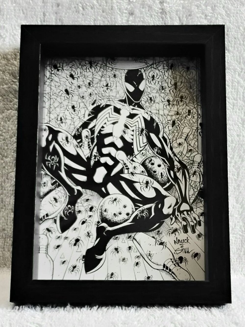 3/$30 5" x 7" Framed Spider-Man Black & White covered in Spiders Custom Pic!!